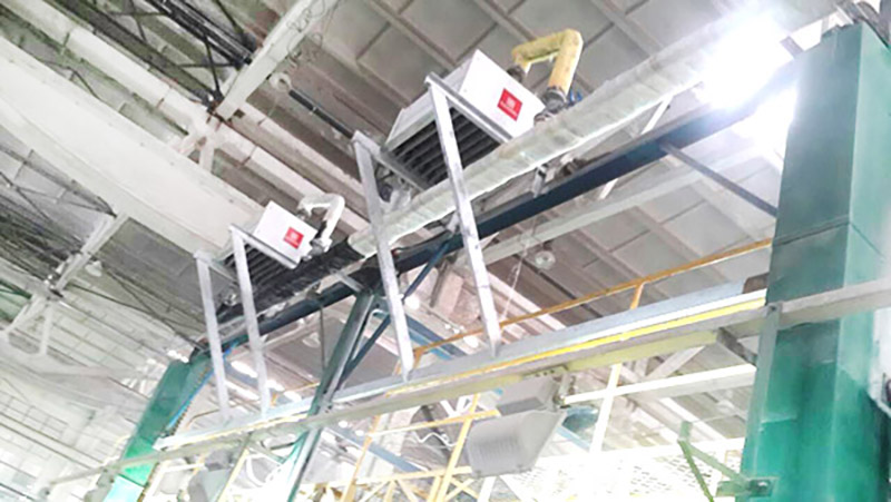 鄭州宇通客車車間應(yīng)用康平高溫蒸汽頂吹暖風(fēng)機(jī)